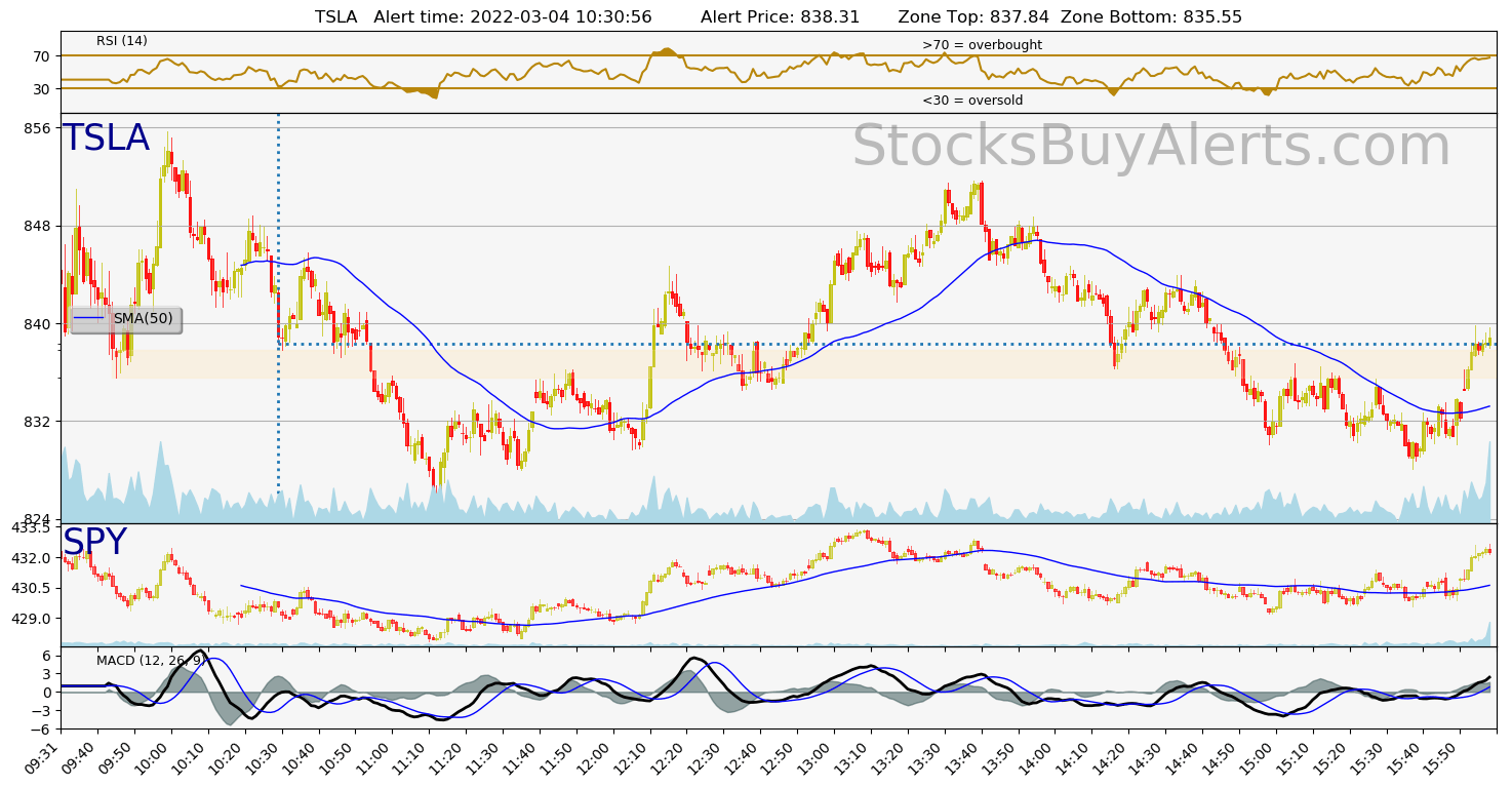 Day Trading Alert TSLAon Friday, March 04, 2022