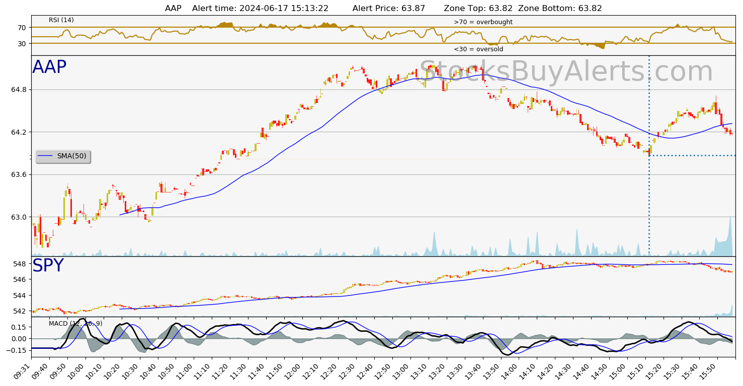 Day Trading Alert AAPon Monday, June 17, 2024